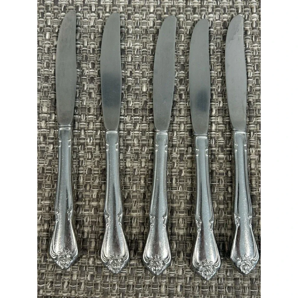 Oneida Arbor Rose True Rose Dinner Knives Stainless Steel Flatware Set Of 7